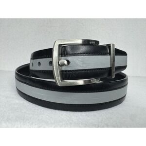PGA Tour Men's Reversible Leather Golf Belt Black Gray Sz 36